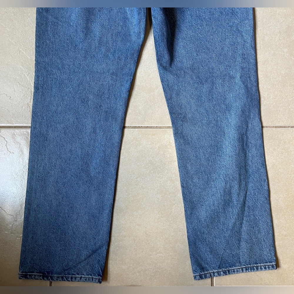 MNG Mango Jeans Womens Size 8 Mid Wash Distressed Straight Button Fly Denim - Picture 11 of 12